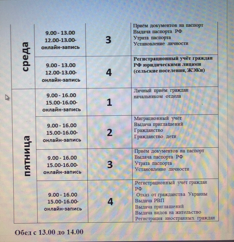 График приема граждан отделом по вопросам миграции ОМВД России по  Ленинскому району | Правительство Республики Крым | Официальный портал